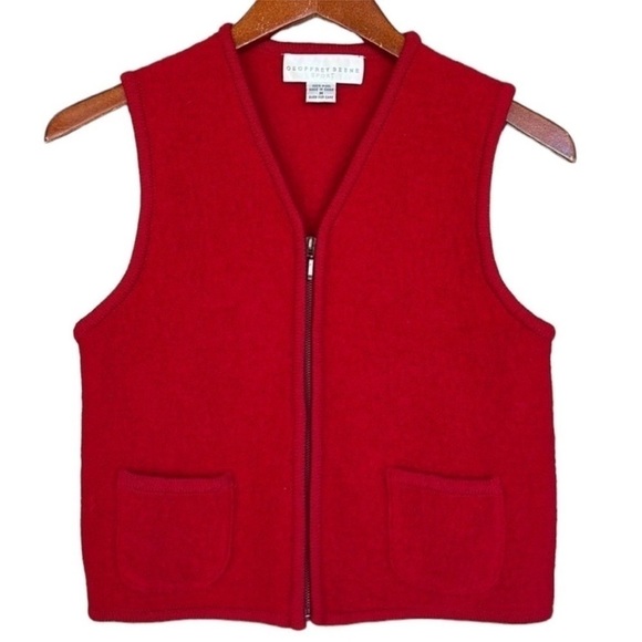 Geoffrey Beene Jackets & Blazers - Vintage Geoffrey Beene Sport Red Wool Zip Front Sweater Vest Pockets M